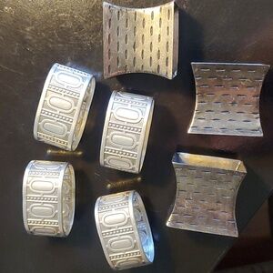 Vintage Aluminum 7 mixed Retro stamped metal napkin rings